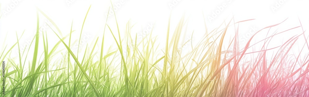 Aufkleber vibrant gradient of grass shades transitioning from lime green to soft pink in a serene outdoor sett