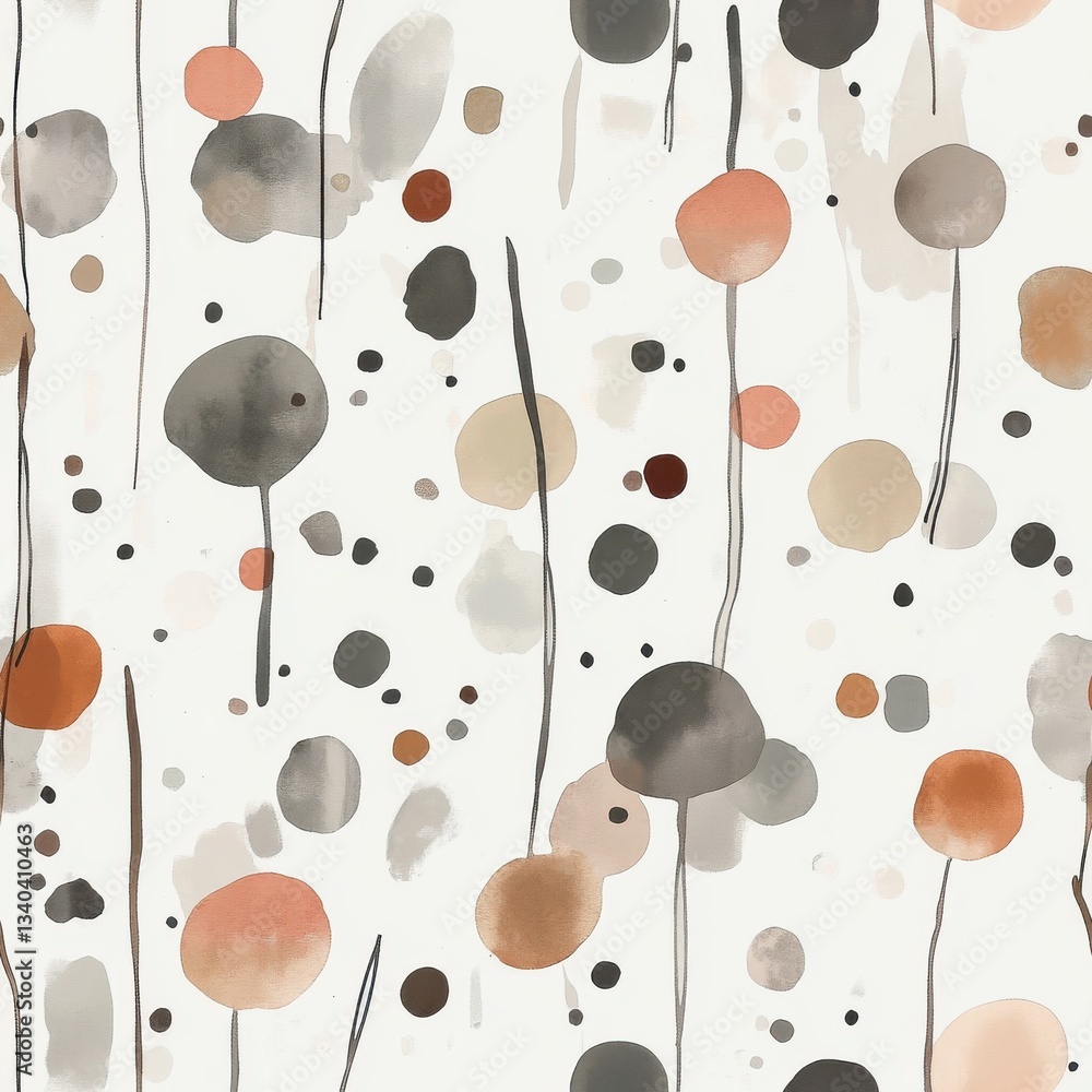 Poster gentle watercolor doodles create a harmonious abstract pattern with varying shades and shapes for a 