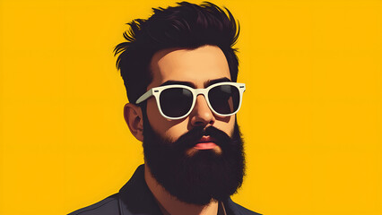 Obraz premium Bold and Stylish: A Portrait with Sunglasses and a Bold Background