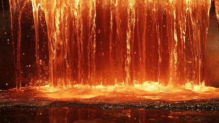 赤熱したガラスが液状に変わり流れ出す、炎と創造の瞬間