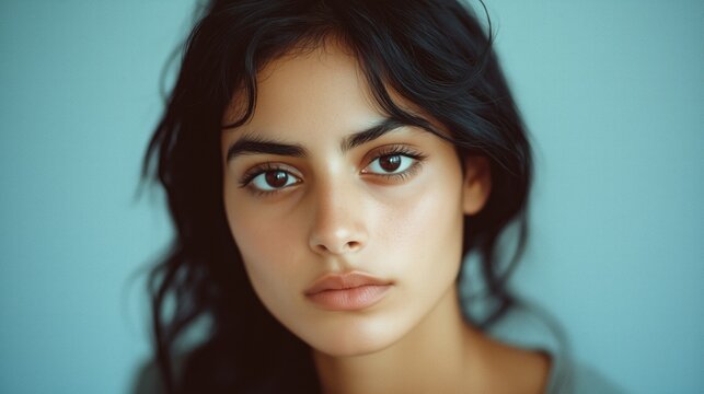 A girl of Arab descent. A portrait of a young Moroccan woman in her early twenties. Intense gaze, female power