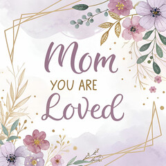 Fototapeta premium A dreamy watercolor Mother's Day banner with gentle pastel hues and elegant floral accents.