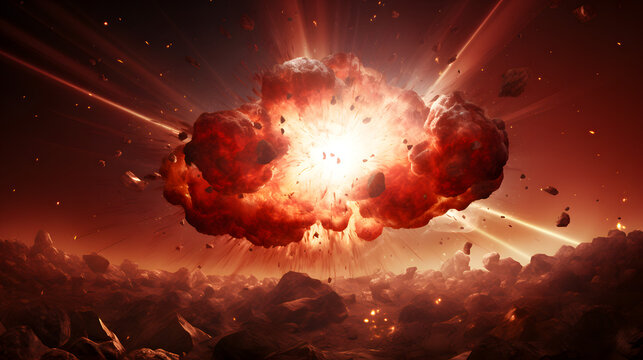 Explosive eruption of rocks and debris from a supernova event creating a stunning cosmic scene of forces at play in the universe.