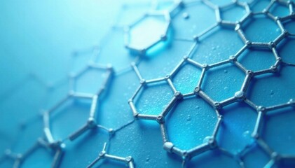 Hexagonal metal pattern in light blue background with subtle gradient effect , aluminum, futuristic style