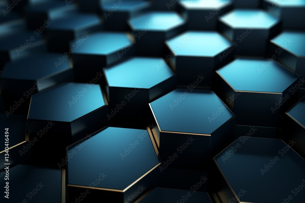 Poster abstract geometric pattern featuring black hexagons on a clean, minimalistic background design