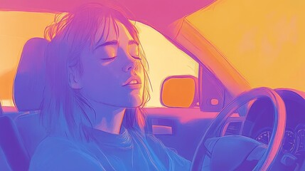 Student Preparing for Driving Test with Visual Cues