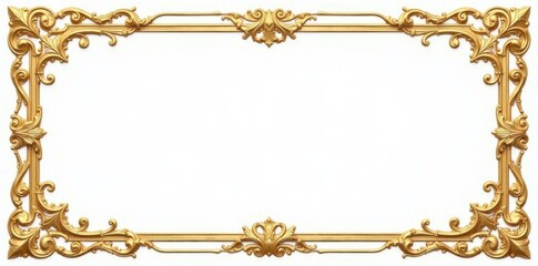 Intricate gold scroll details on a white background in a decorative frame , design, pattern