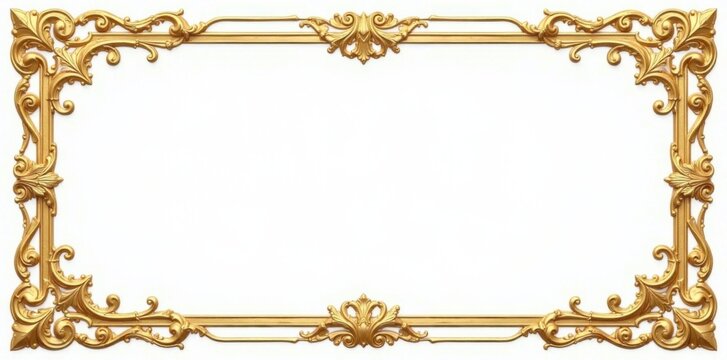 Intricate gold scroll details on a white background in a decorative frame , design, pattern
