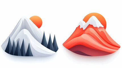 Obraz premium Minimalist Geometric Mountain Landscape Designs