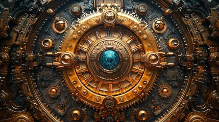 Fototapeta premium Elegant brass mechanical structure high resolution picture