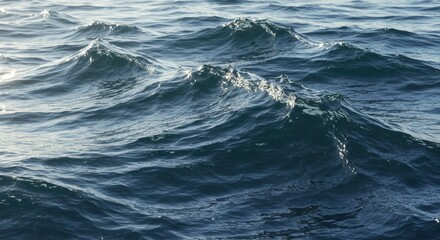 Dramatic Ocean Waves Deep Blue Water Texture Rolling Sea Surface Natural Background