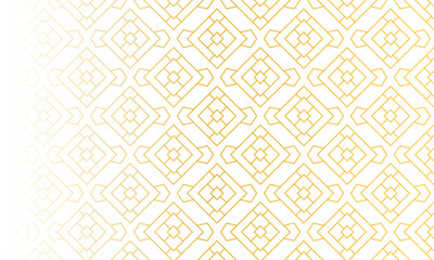 Islamic Eid mubarak abstract seamless pattern for decoration, white background, and gold color