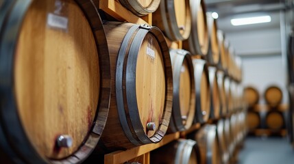 Wine Barrels in a Cellar
