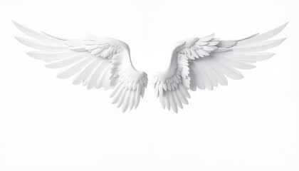 Obraz premium White angel wings displaying magnificence against a plain background 