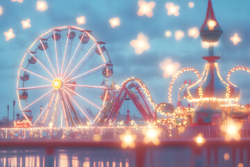 幻想的な光が包む観覧車のナイトフェスティバル