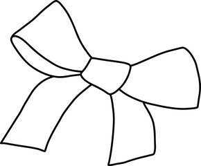 Whimsical Hand Drawn Decorative Ribbon Bow. Vector Illustration