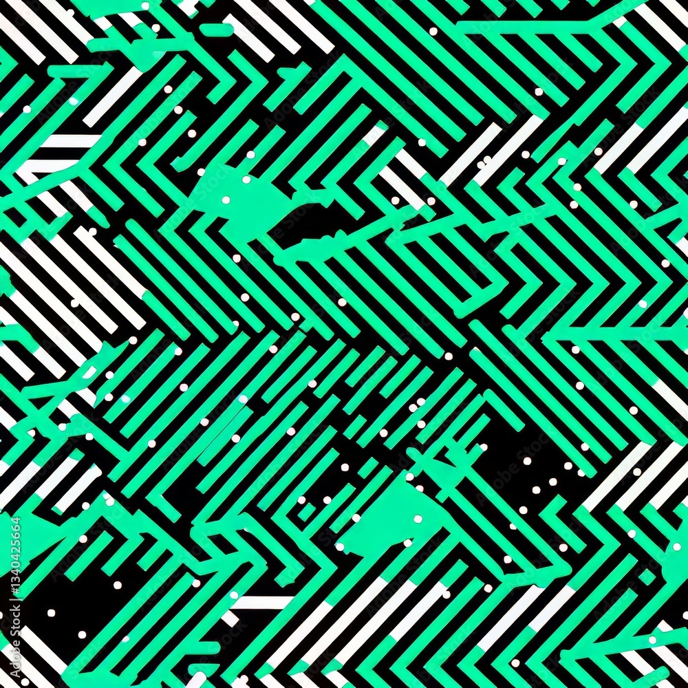 Poster dynamic abstract vector pattern with diagonal lines and halftone stripes in green and black for kids