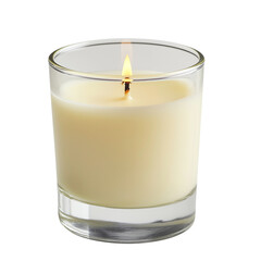 burning candle in glass isolated on transparent white background, clipping path