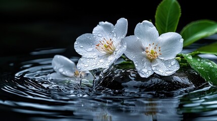 A close up of a flower in a body of water