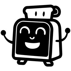 A Happy Toaster Winking silhouette vector illustration