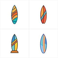 Surfboard vector icon set
