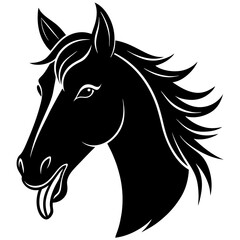 A horse with a goofy overbite silhouette vector illustration