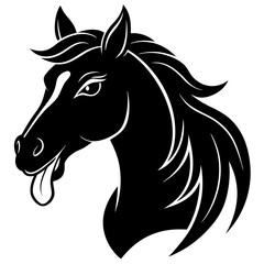 A horse with a goofy overbite silhouette vector illustration