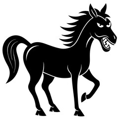 A horse with a goofy overbite silhouette vector illustration