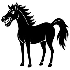 A horse with a goofy overbite silhouette vector illustration