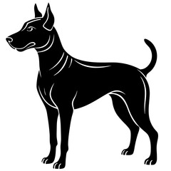 A dog with one ear up and one ear down silhouette vector illustration