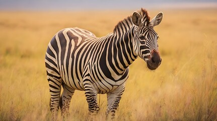 Obraz premium Zebra on grassland in Africa.generative.ai