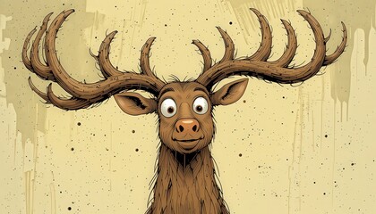 Astonished Deer with Magnificent Antlers