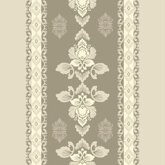 Classic Damask Seamless Pattern on brown tone - Vector Illustration for Elegant Textile Design	