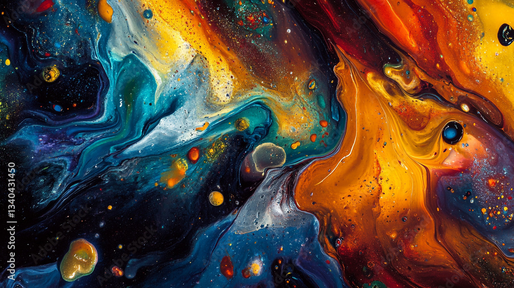 Aufkleber abstract background with vibrant colors resembling a gasoline spill art pattern, swirls of color int