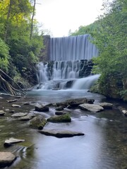 Blanchard Springs Recreational Area, long exposure Mirror Lake Waterfall at sunset 