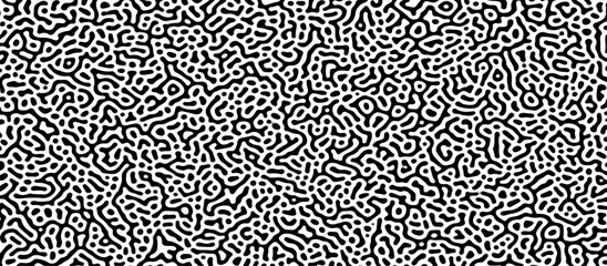Organic background with rounded lines. Diffusion reaction seamless pattern. Linear design with biological shapes. Abstract vector illustration in black and white.