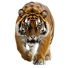 Fototapeta premium Close-up portrait of a striped tiger isolated on transparent background