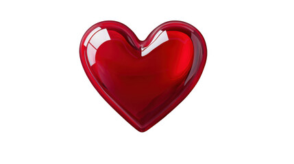 Glossy red heart showing love and passion on transparent background