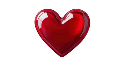 Glossy red heart showing love and passion on transparent background