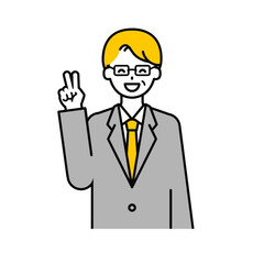 上半身のポーズ_シンプルなシニアの会社員の男性04