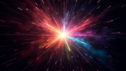 Naklejka premium Stunning Cosmic Explosion with Vibrant Colors and Radiant Energy.