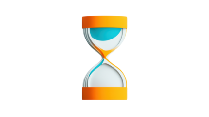 Modern hourglass measuring time on transparent background