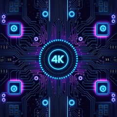 Obraz premium 4K technology, cyberpunk, hologram texture - 4K, abstract technology background, digital art”.