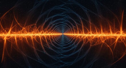 Abstract Cosmic Energy Tunnel Glowing Gold and Blue Fractal Artwork