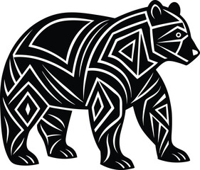 black and white cartoon bear