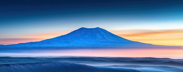 Mountain range landscapes idea. Majestic mountain against a serene sky at dawn, blending colors of nature beautifully.