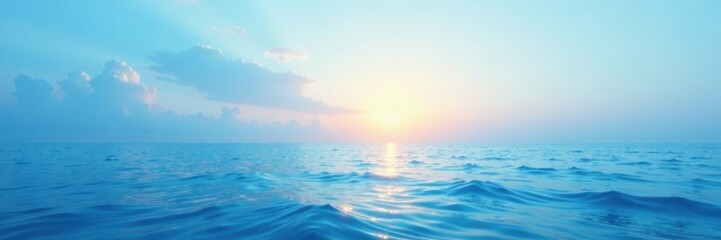 Obraz premium soothing blue hues emanating from the horizon, gradating into soft whitish blues, creating a calming atmosphere, water, horizon
