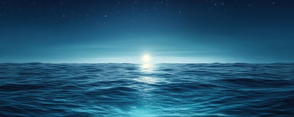 Obraz premium Night Ocean Serenity: Starry Sky Above, Tranquil Waves Below