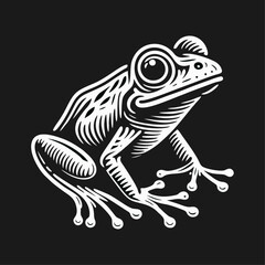 Obraz premium Frog engrave logo icon design illustration