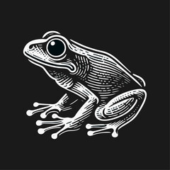 Naklejka premium Frog engrave logo icon design illustration